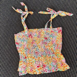 J. Crew Vibrant Floral Smocked Tank Top